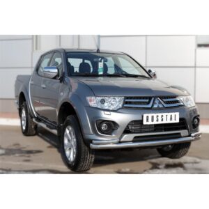 Пороги труба d76 с накладкой (вариант 2) Mitsubishi L200 2014