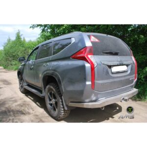 Силовая защита (юбка-фаркоп) заднего штатного бампера Mitsubishi Pajero Sport III