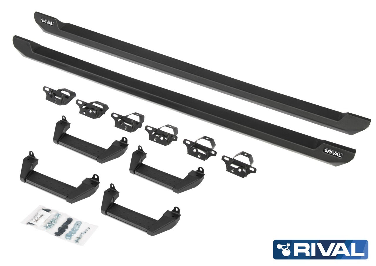 СИЛОВЫЕ ПОРОГИ RIVAL (СО СТУПЕНЬКАМИ) ДЛЯ JEEP WRANGLER JL (5 ДВЕРЕЙ) — изображение 3