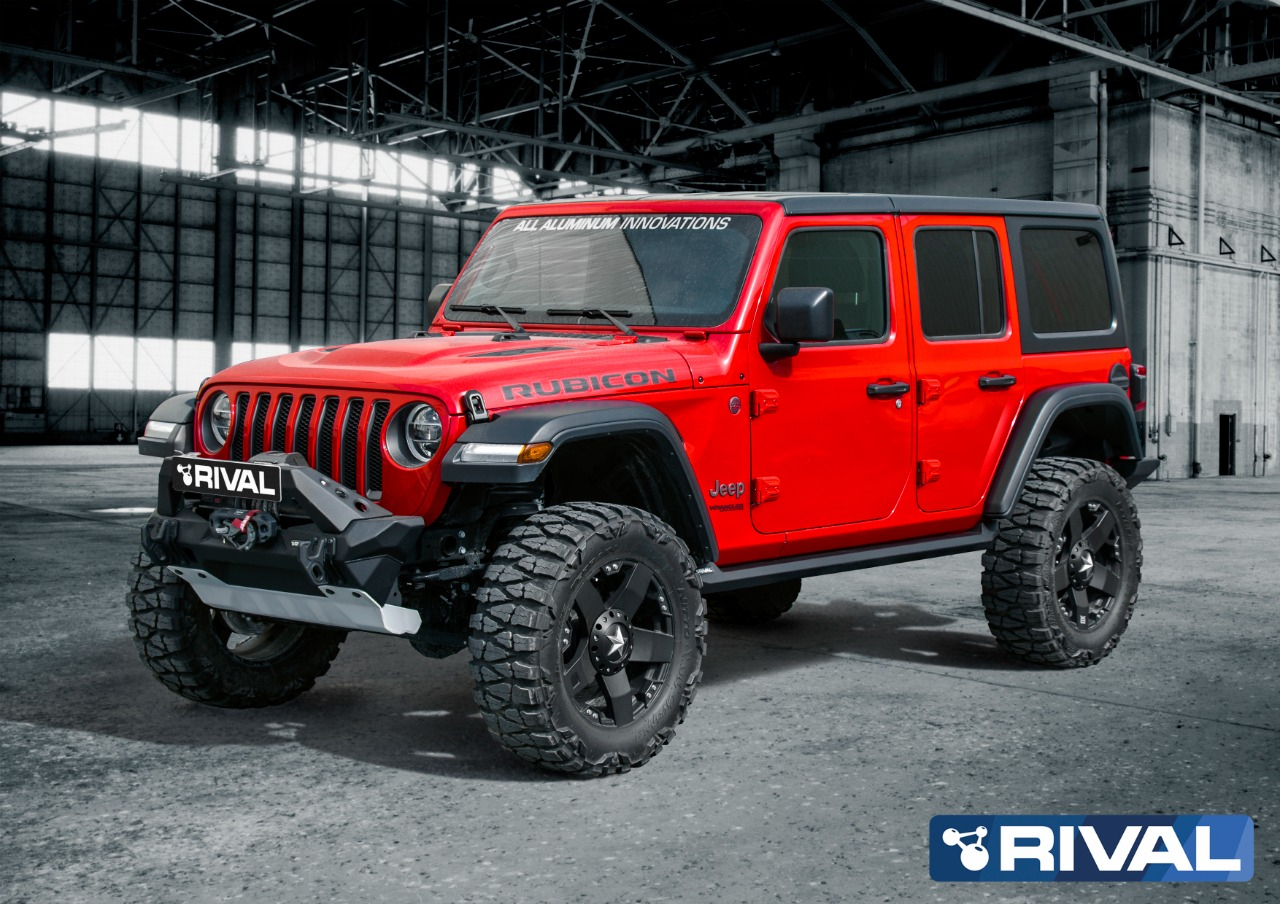 СИЛОВЫЕ ПОРОГИ RIVAL (БЕЗ СТУПЕНЕК) ДЛЯ JEEP WRANGLER JL (5 ДВЕРЕЙ)