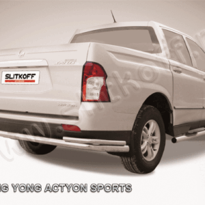 Защита заднего бампера d76+d42 двойная длинная SsangYong ACTYON SPORT (2013)