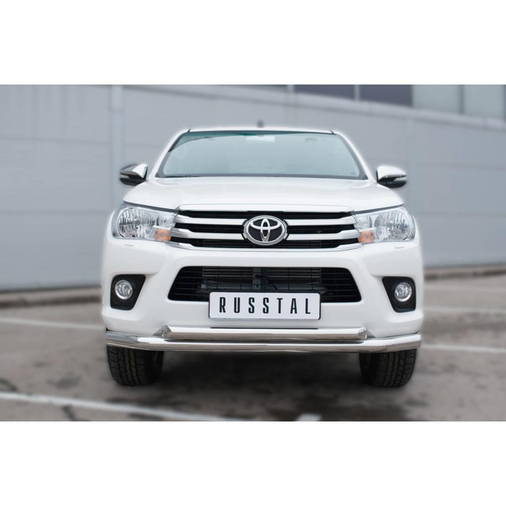 Toyota Hilux 2015-2020 Защита переднего бампера d76 (секции) d63 (дуга) — изображение 3