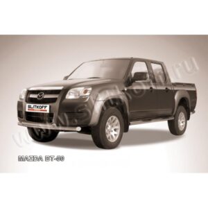 Защита переднего бампера d57+d57 двойная из нержавеющей стали Mazda BT-50