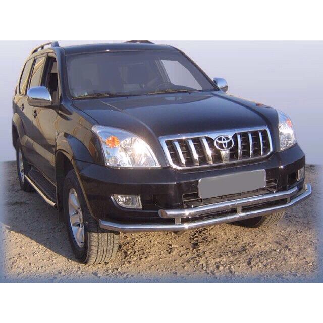 Защита переднего бампера d57+d57 двойная Toyota Land Cruiser Prado (2003)