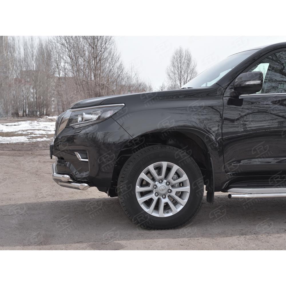 Защита переднего бампера d63 секции-d63 секции+декор на Toyota LC Prado 150 2018-н.в. — изображение 2
