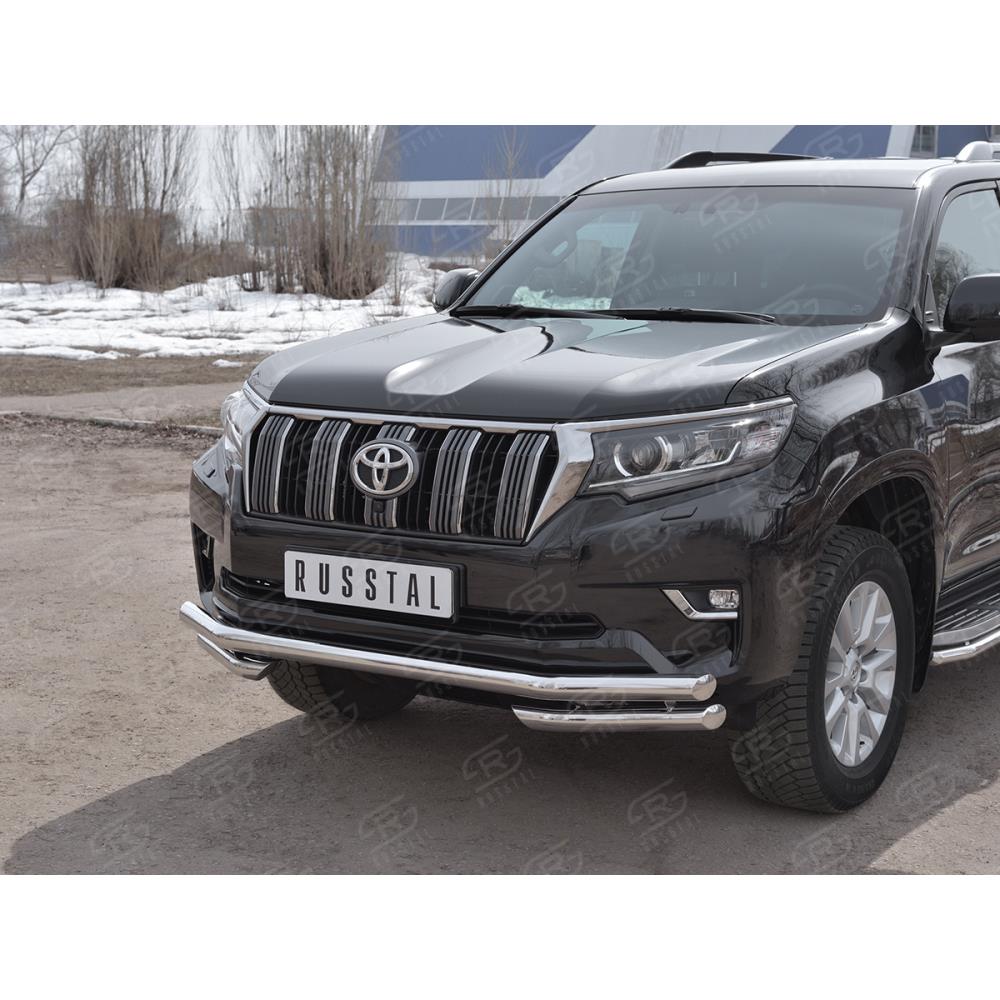 Защита переднего бампера d63 секции-d63 уголки на Toyota LC Prado 150 2018-н.в.