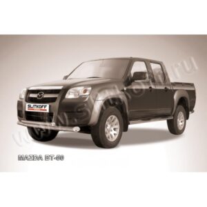 Защита переднего бампера d76+d57 двойная из нержавеющей стали Mazda BT-50