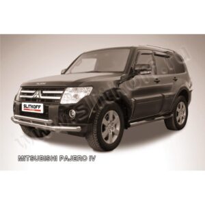 Защита переднего бампера d76+d57 двойная Mitsubishi Pajero IV