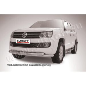 Защита переднего бампера d76+d57 двойная радиусная Volkswagen Amarok (2013)
