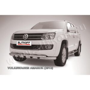 Защита переднего бампера d76+d57 двойная с профильной ЗК Volkswagen Amarok (2013)