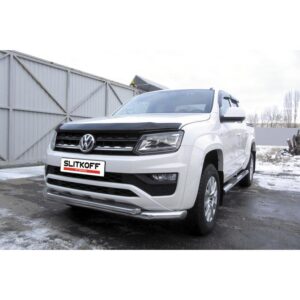 Защита переднего бампера d76+d57 двойная Volkswagen Amarok (2016)