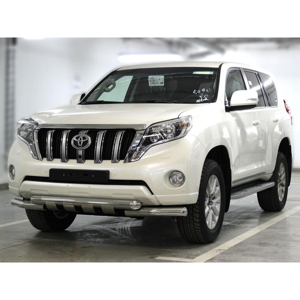 Защита переднего бампера d76 с доп. накладками Toyota Land Cruiser Prado 150 2013-2017