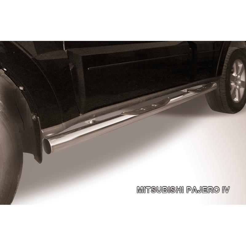 Защита порогов d76 с проступями Mitsubishi Pajero IV