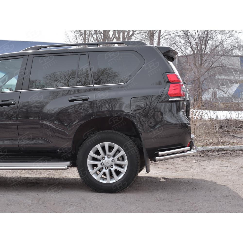 Защита заднего бампера d63 секции d42 уголки на Toyota LC Prado 150 2018-н.в. — изображение 2