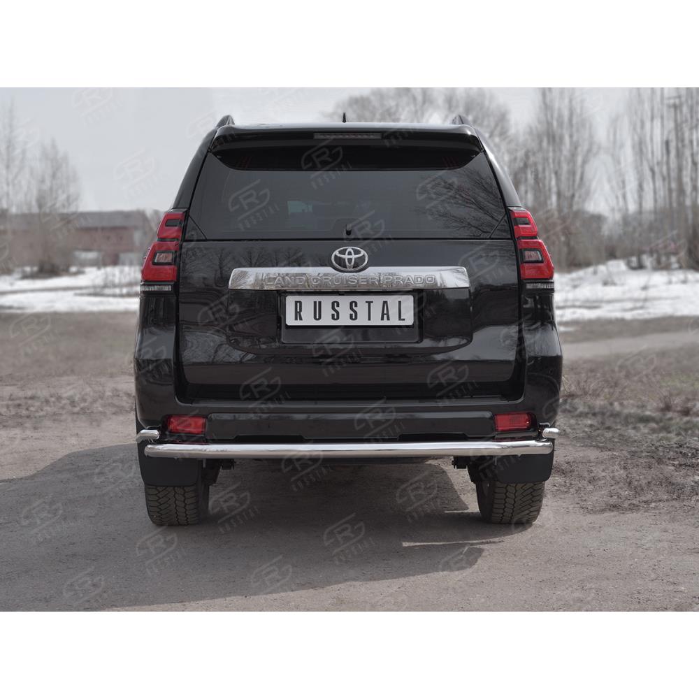 Защита заднего бампера d63 секции d42 уголки на Toyota LC Prado 150 2018-н.в. — изображение 3