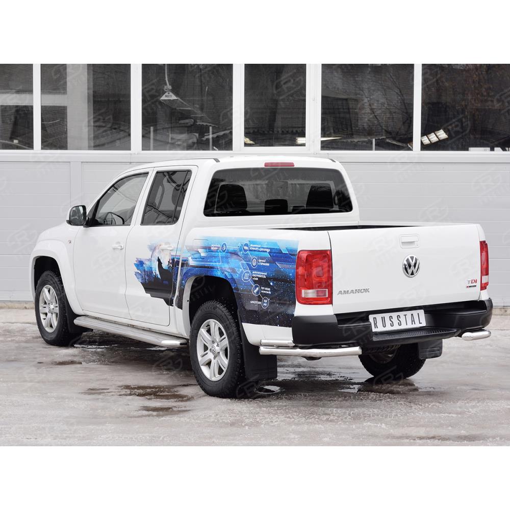 Защита заднего бампера уголки D63 секции-D42 секции VOLKSWAGEN AMAROK 2016 — изображение 3