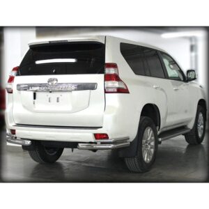 Защита заднего бампера "уголки" d-76+43 (удлиненные) Toyota LC Prado